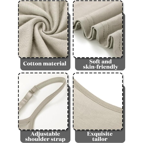 8 Pack Long Women's Tank Tops Modal Spandex Adjustable Straps Plus Size - Picture 4 of 6